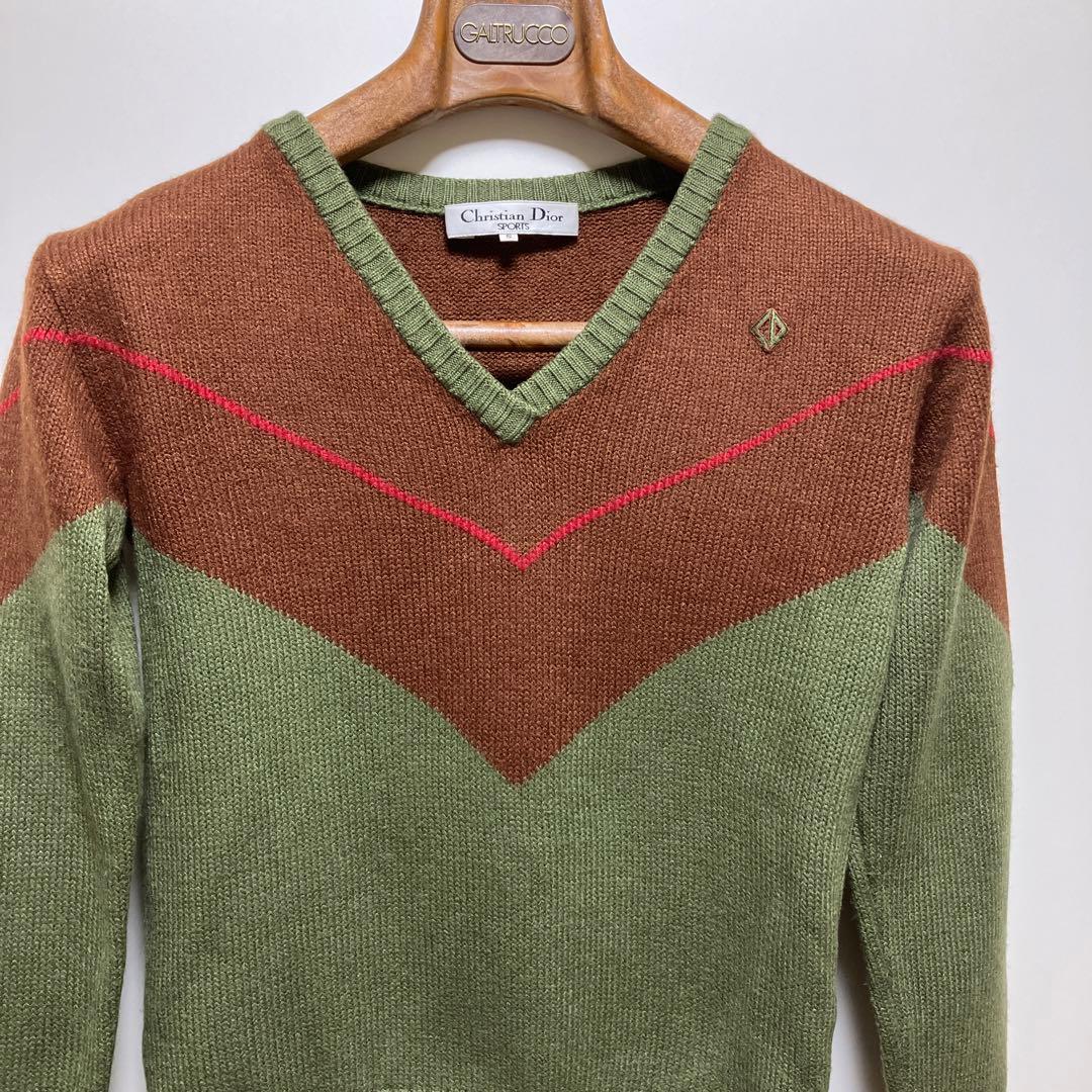 80s クリスチャンディオールスポーツ レディースニット ロゴ入りS Christian Dior