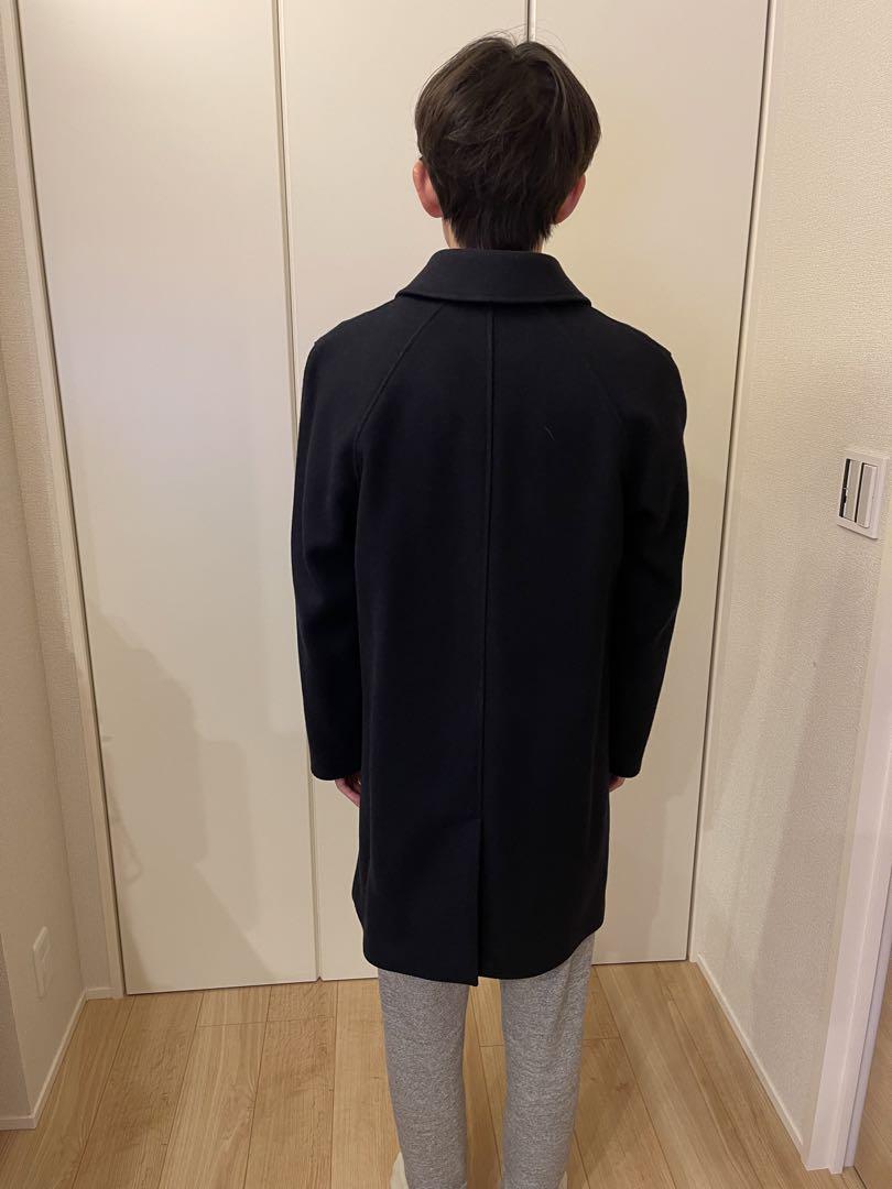 APC ネイビー ステンカラーコート ウール混合