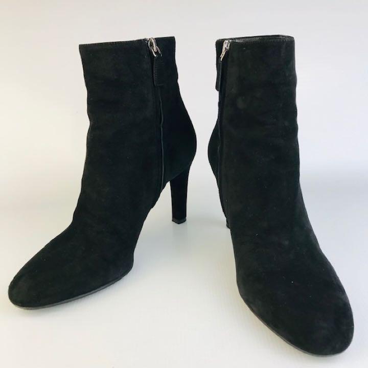 美品★PRADA・スエードレザー　サイドジップ ショートブーツ(38)