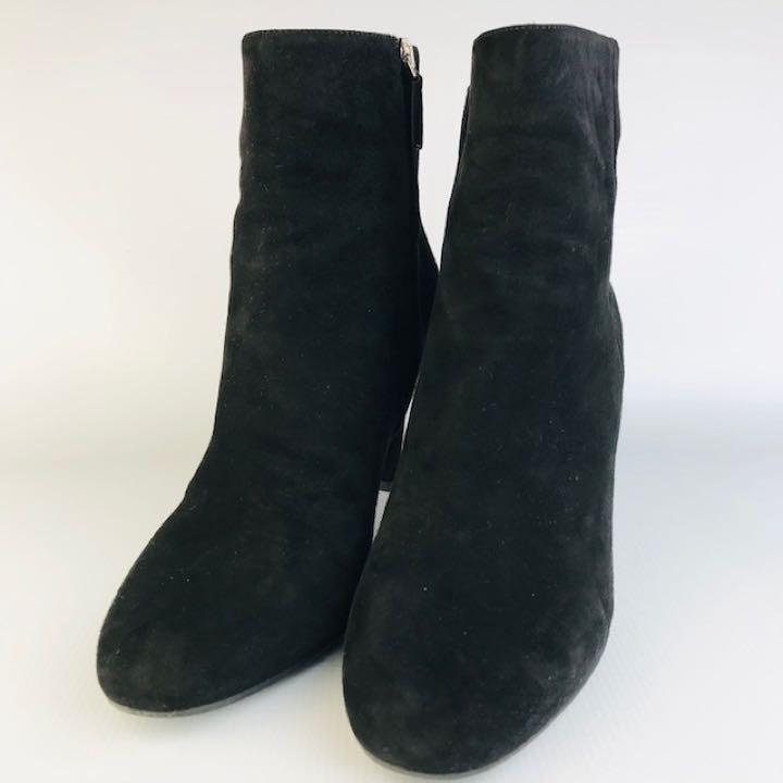 美品★PRADA・スエードレザー　サイドジップ ショートブーツ(38)