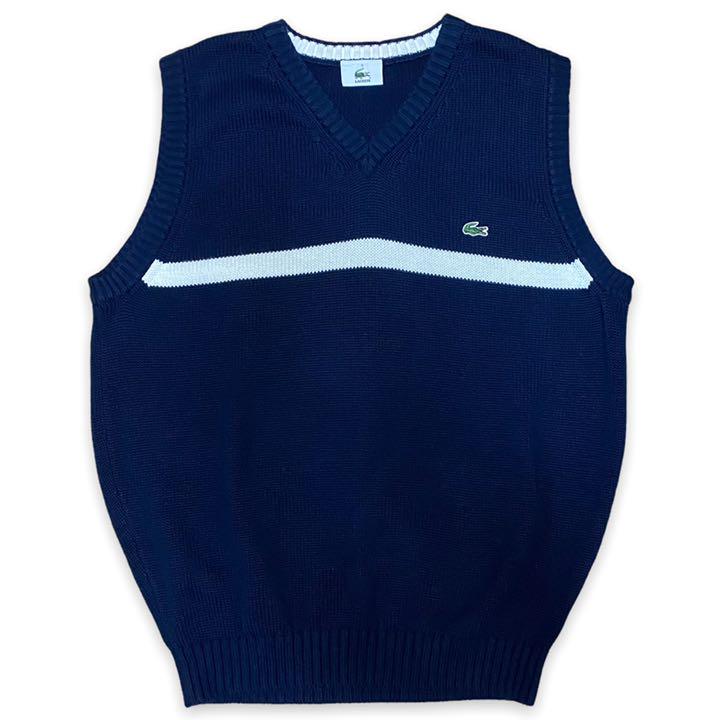 LACOSTE ラコステ ニットベスト 文字ワニ ネイビー 大沢商会 日本製 LACOSTE ラコステ ニットベスト 文字ワニ ネイビー 大沢商会 日本製