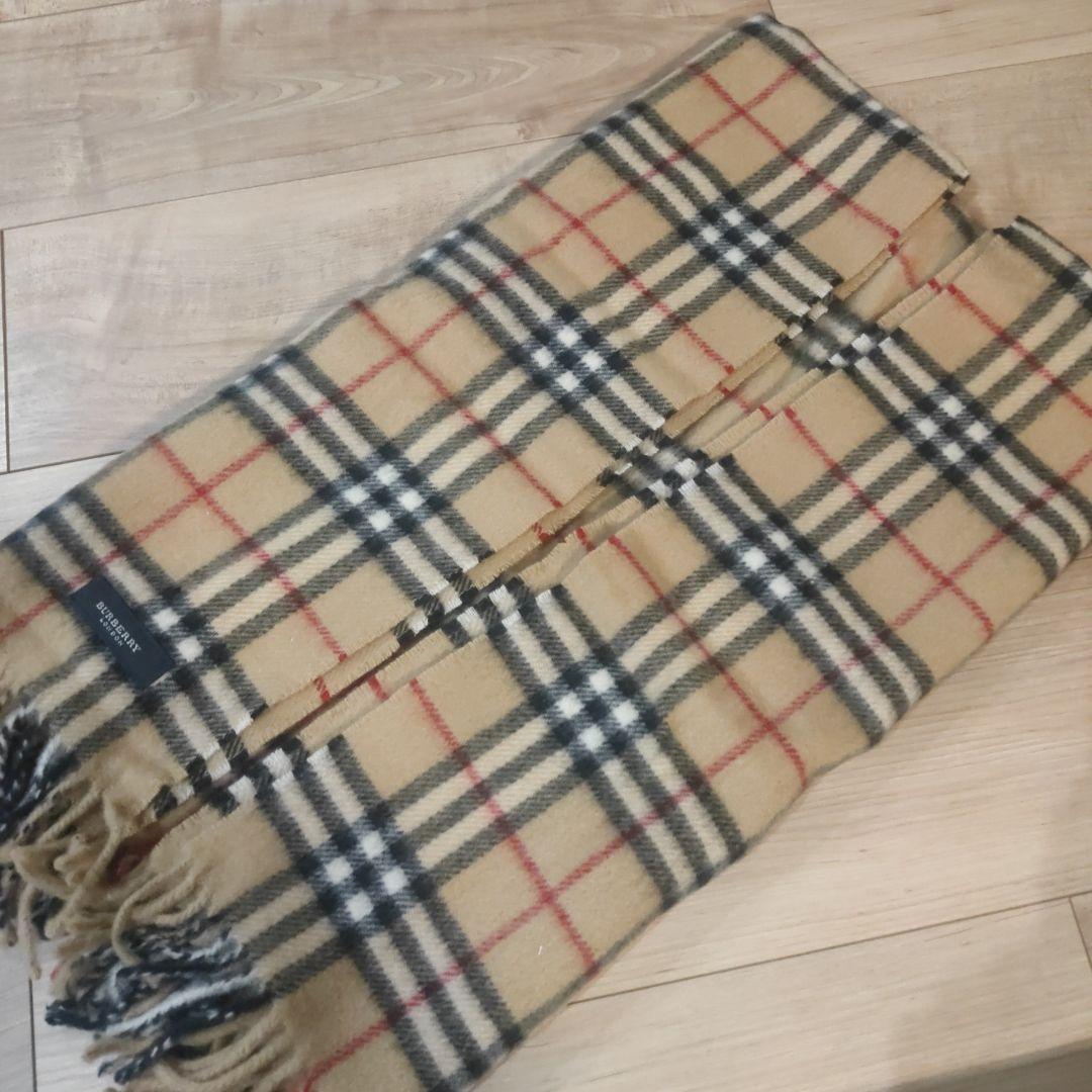 BURBERRY ウール チェック柄 マフラー 65x120cm
