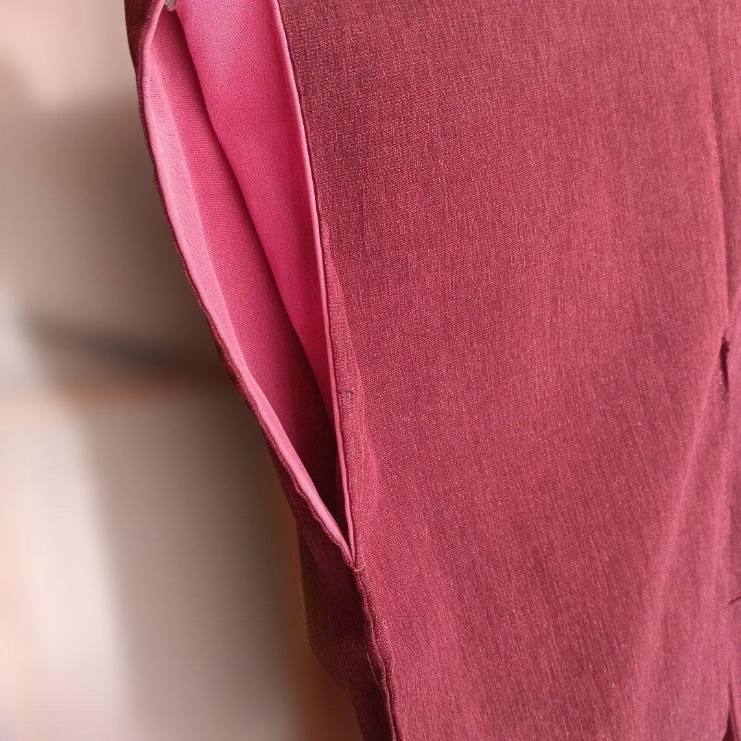 濃ワインレッド 着物 正絹 お召 色無地 濃ワインレッド 着物 正絹 お召 色無地