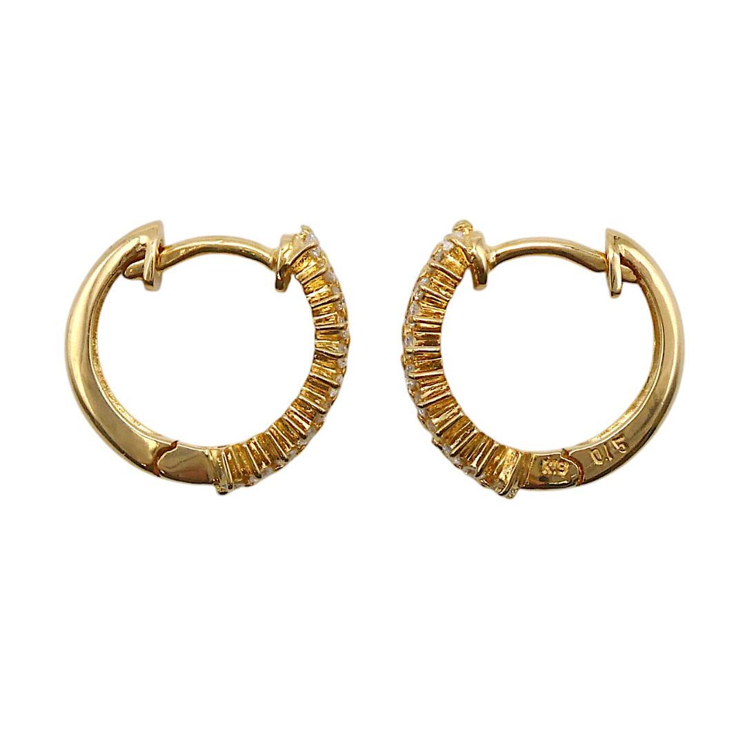 K18 フープ ピアス ダイヤモンド0.15ct/0.15ct