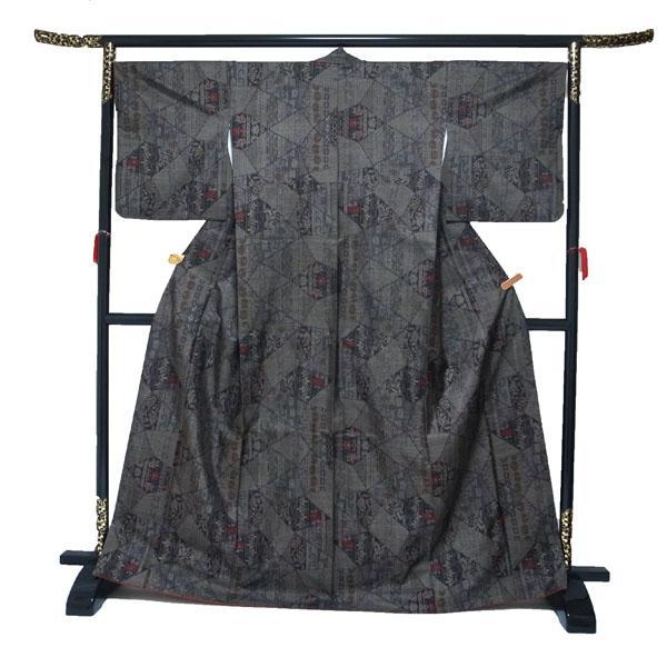 本場大島紬 着物 袷 7マルキ 泥染 こげ茶 花 裄67 L sn1050 本場大島紬 着物 袷 7マルキ 泥染 こげ茶 花 裄67 L sn1050