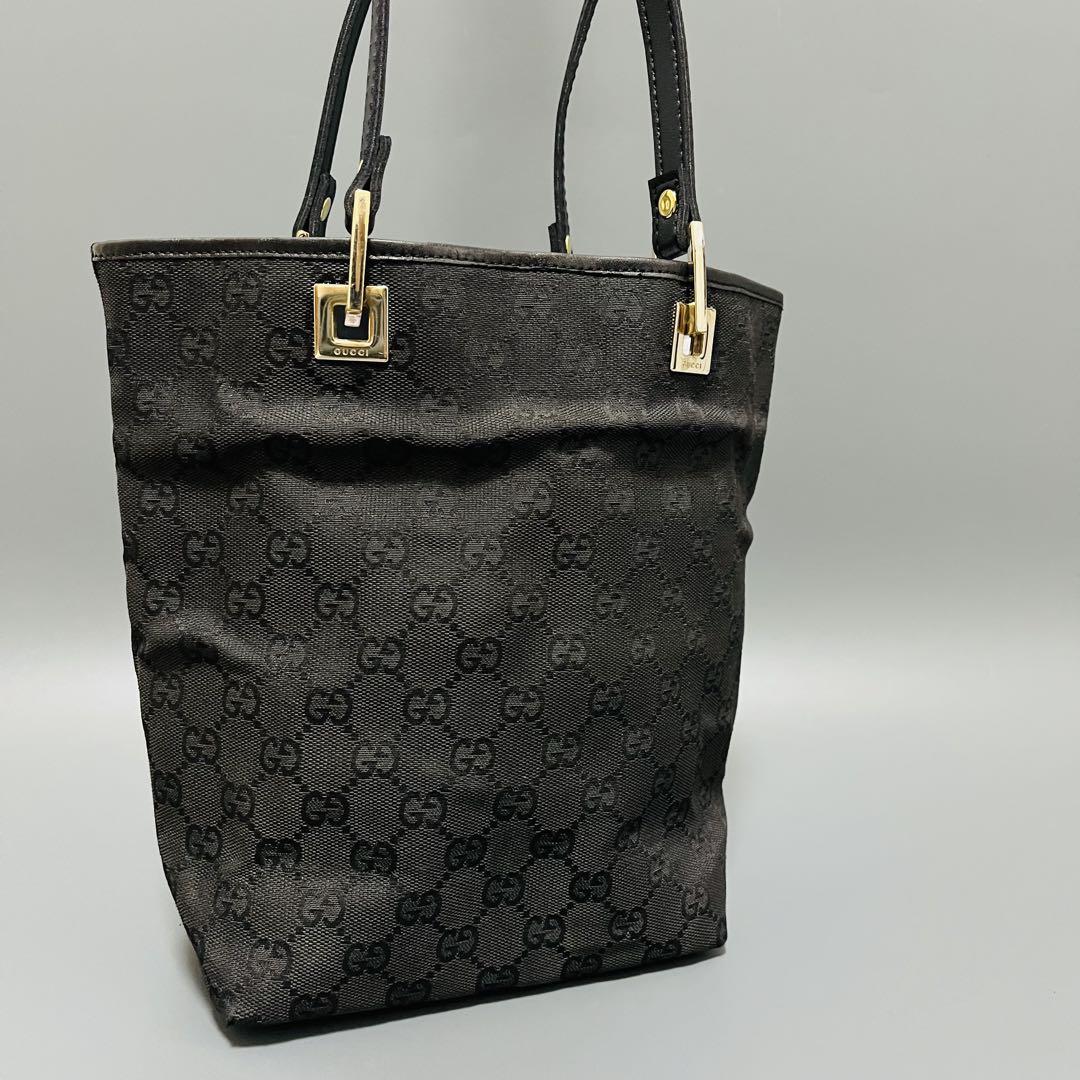 GUCCI グッチ GGキャンバス柄 トートバッグ ハンドバッグ ブラック系