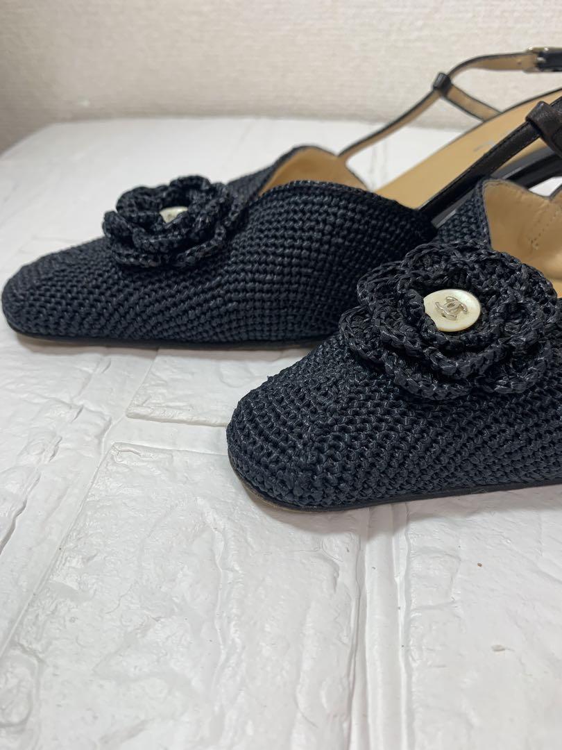 シャネル　CHANEL ココマーク　カメリア　バッグストラップミュールサンダル