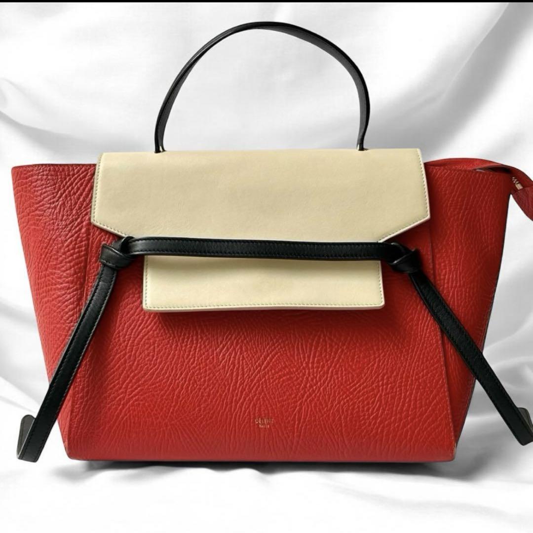 美品 希少カラー セリーヌ ベルトバッグ ミニ ショルダーバッグ ハンドバッグ