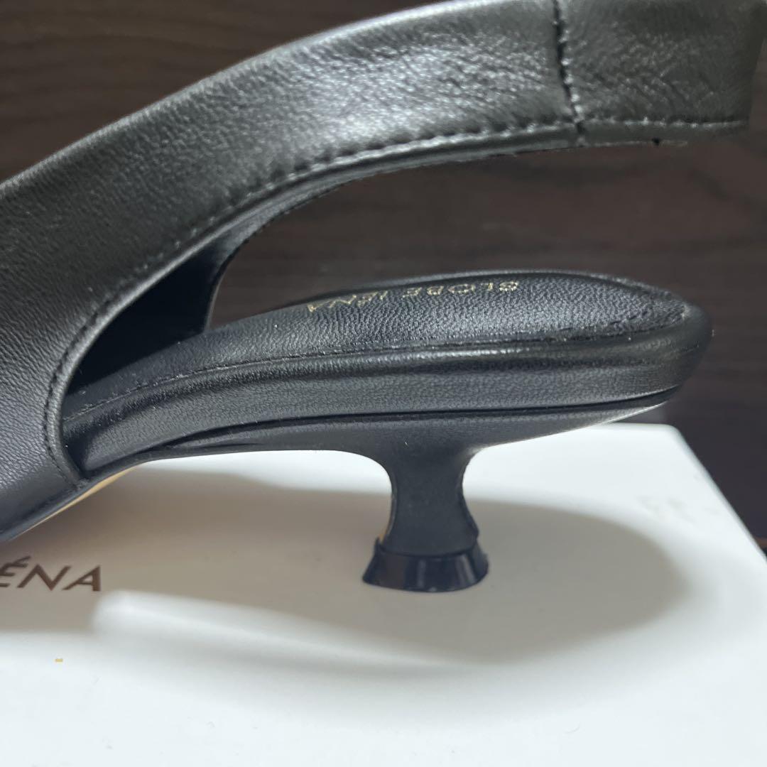 美品　SLOBE IENA ブラックレザースリングバックパンプス