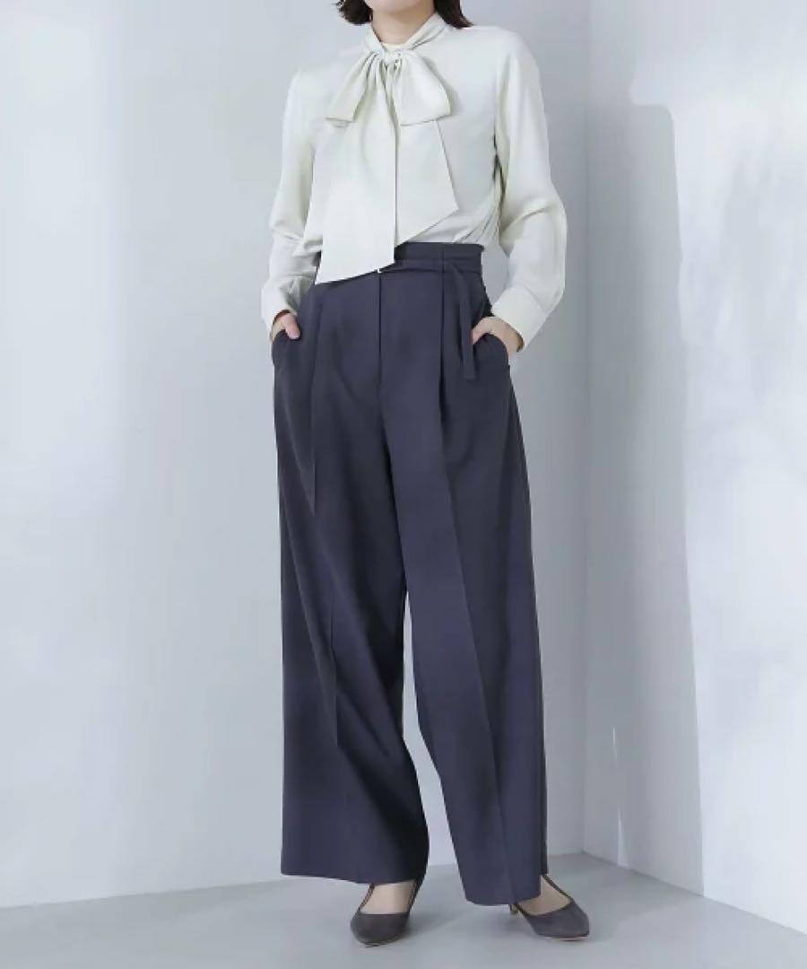 basic メタルバックルワイドパンツ