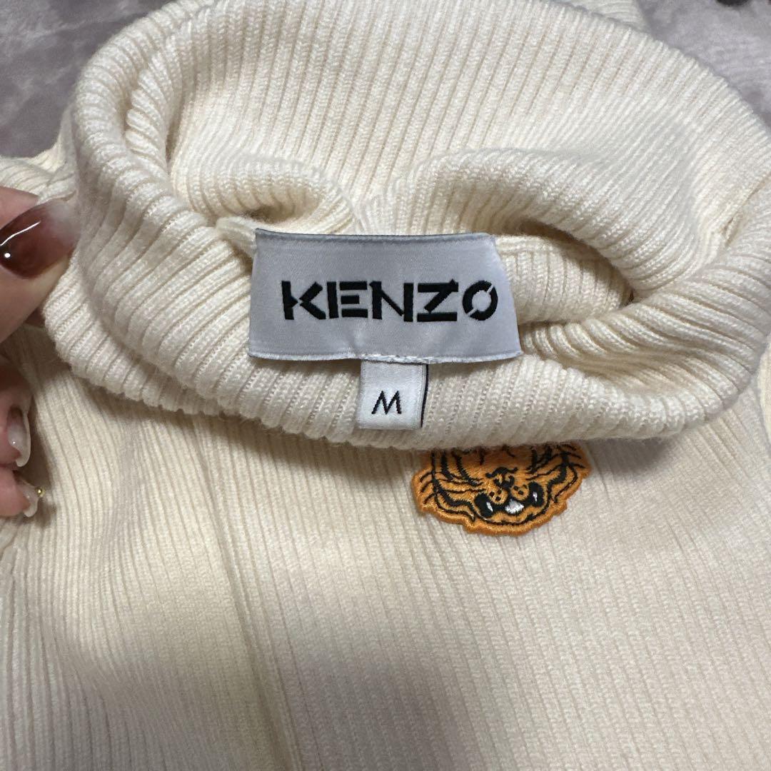 KENZO Mサイズ アイボリー トラ刺繍 ハイネックセーター 良品