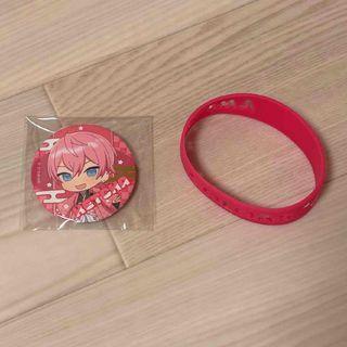 ピンク ラバーバンドと缶バッジ セットVtuber