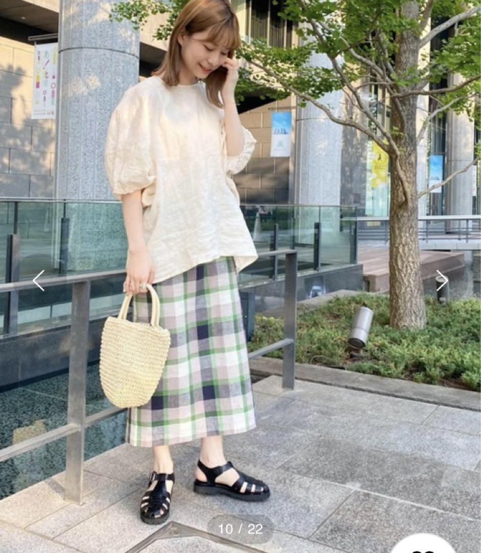 新品タグ付✨ドゥロワー　グリーンチェックスカート　ティアード　ロング丈　38 新品タグ付✨ドゥロワー グリーンチェックスカート ティアード