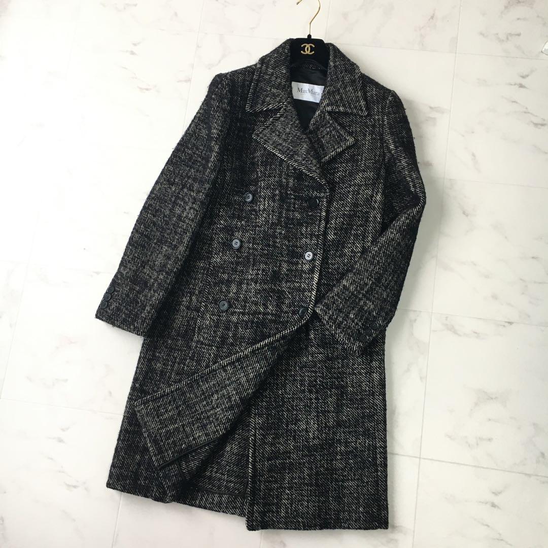 美品　白タグ MaxMara マックスマーラ　ウール　ツイード　コート