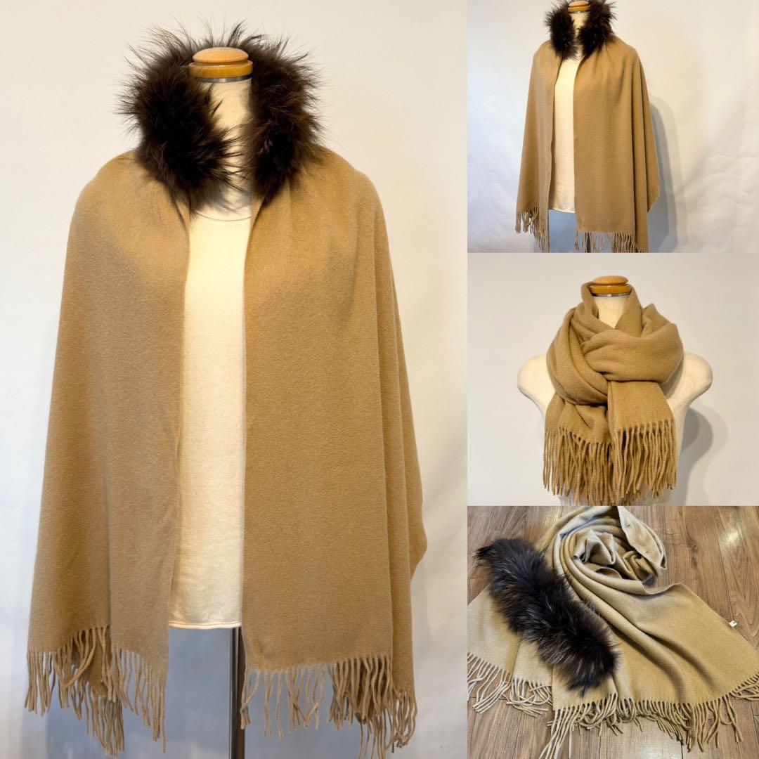 BALLSEY トゥモローランド カシミア100 ファー付き 大判ストールBallsey