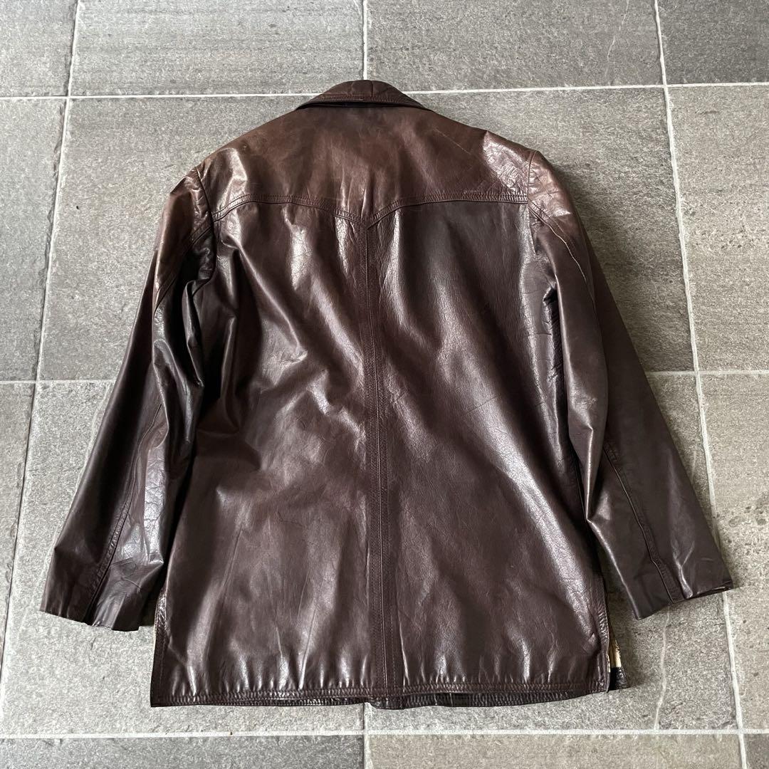 70s  レザージャケット　牛皮　スポーツジャケット　vintage 古着