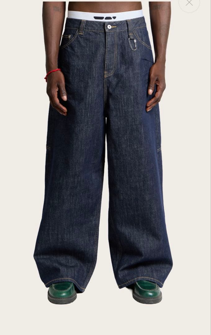 Trendt vision Raw Baggy Denim Jeans Blue