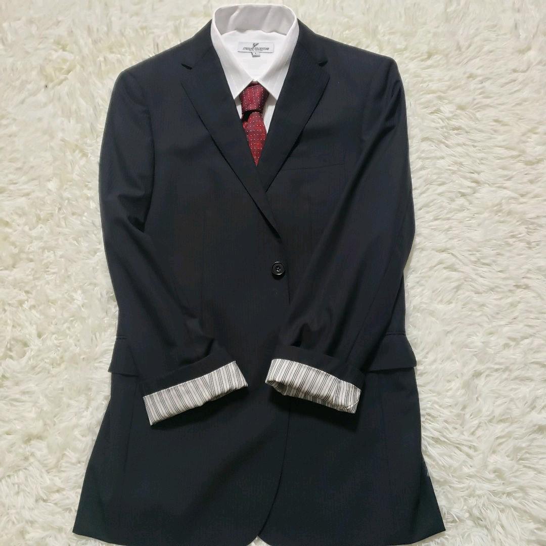 【美品】エポカウォモ スーツ セットアップ ストライプ 2B 光沢 L相当 美品】エポカウォモ スーツ セットアップ ストライプ 2B 光沢 L