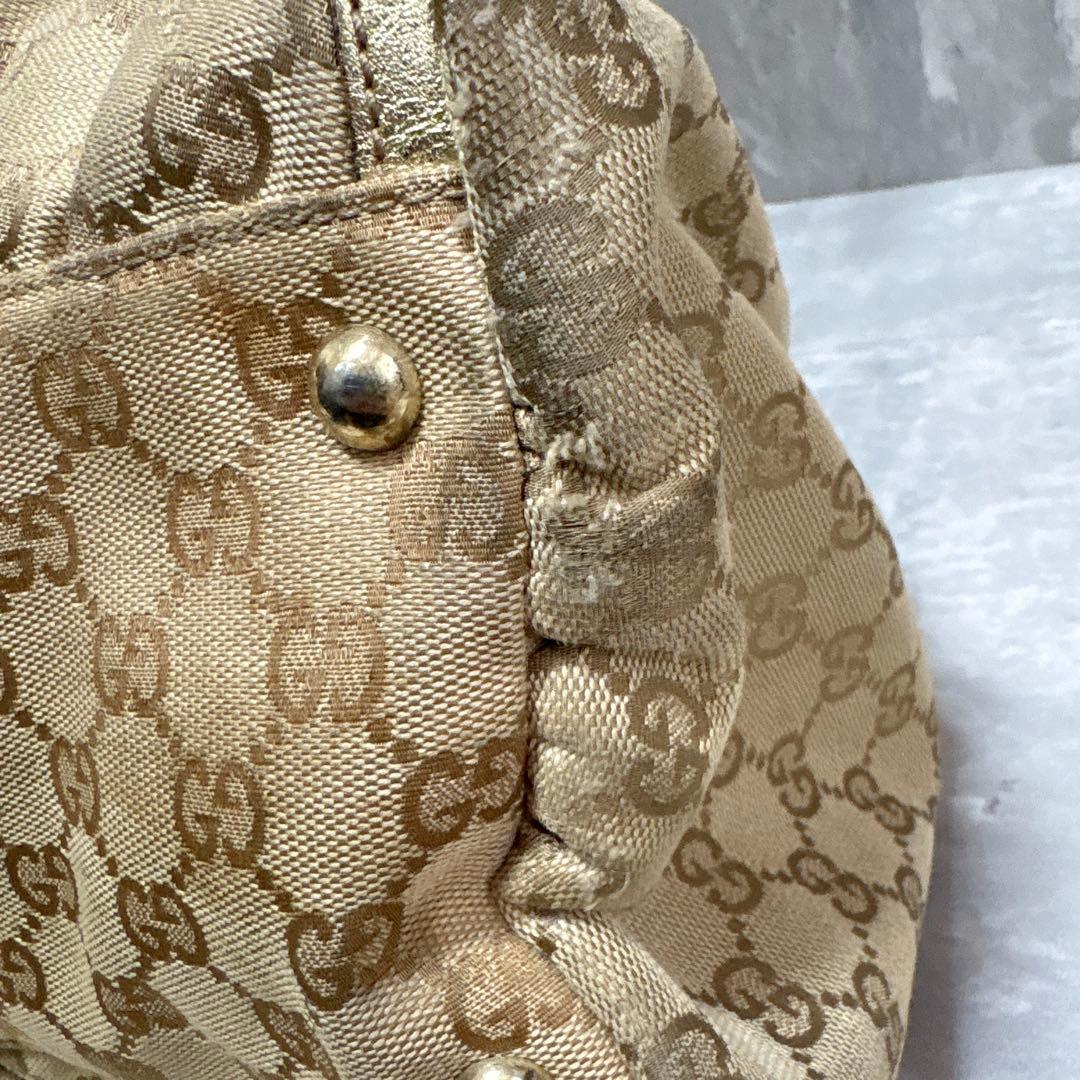 GUCCI グッチアビー トートバッグ GGキャンバス レザー ゴールド y2k