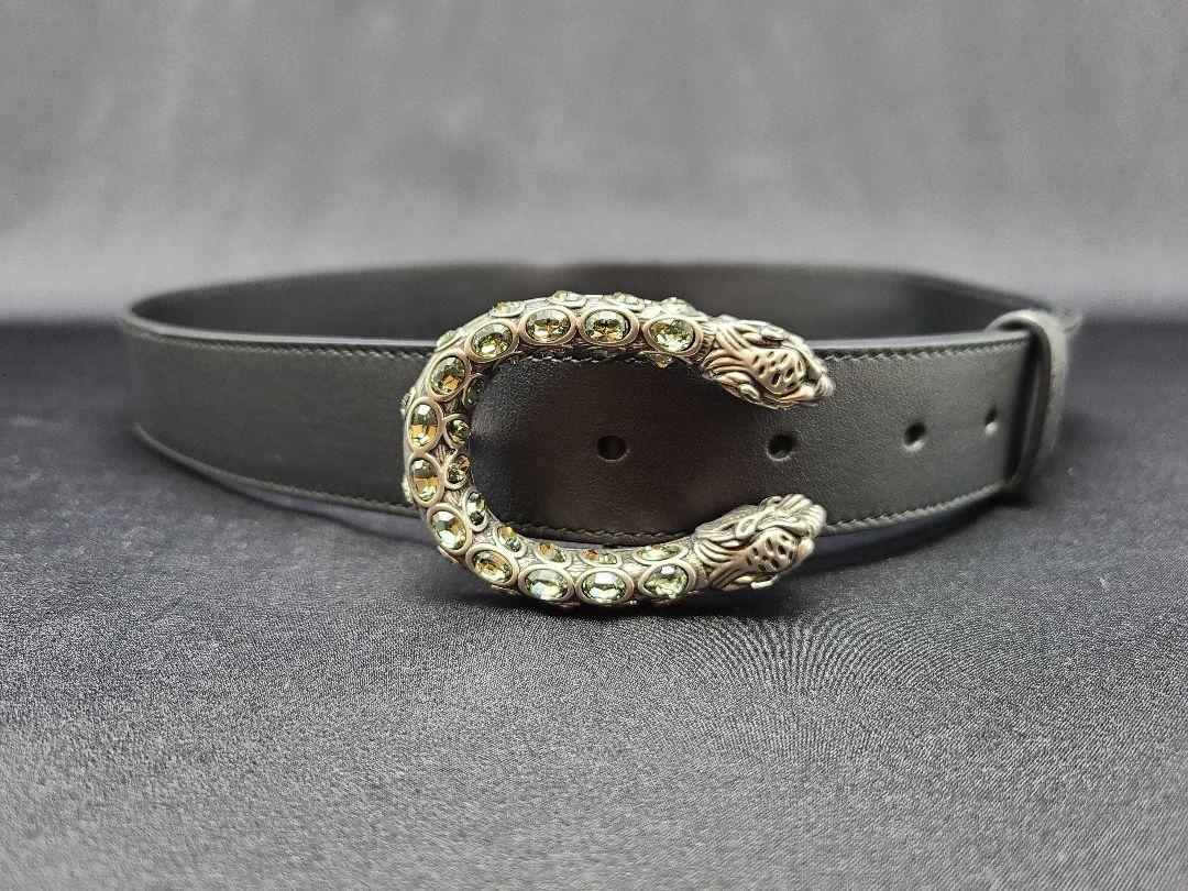 GUCCI クリスタル ディオニュソス バックル レザー ベルト
