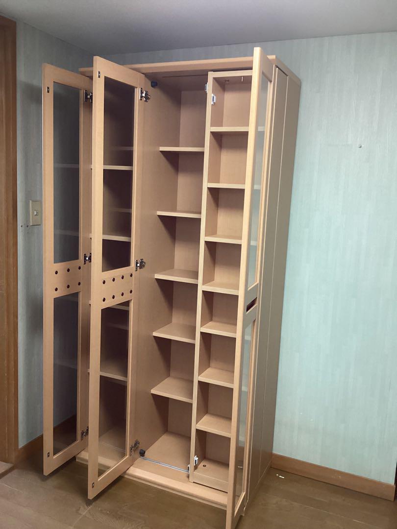 スライド本棚　ガラス扉つき　【美品】