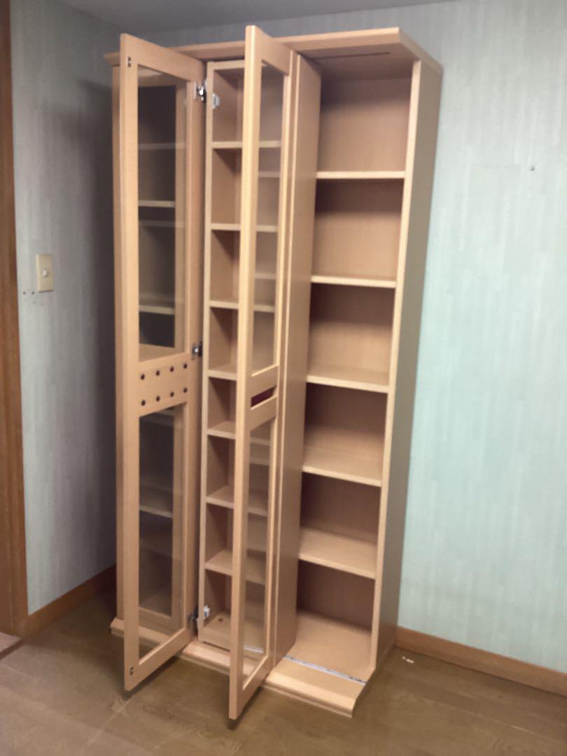 スライド本棚　ガラス扉つき　【美品】