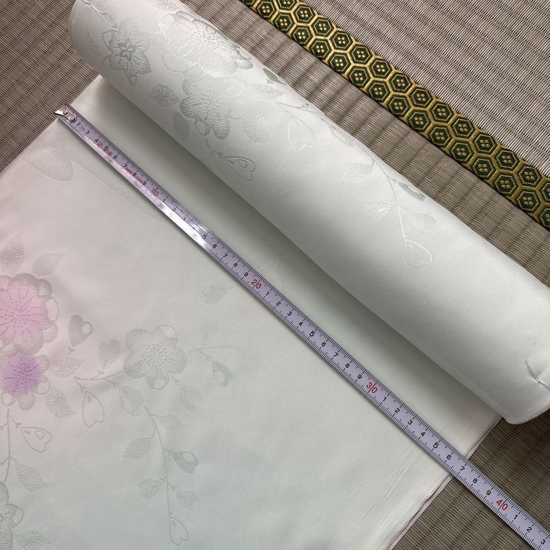 反物　絹　長襦袢地　ぼかし薄緑【未仕立て】