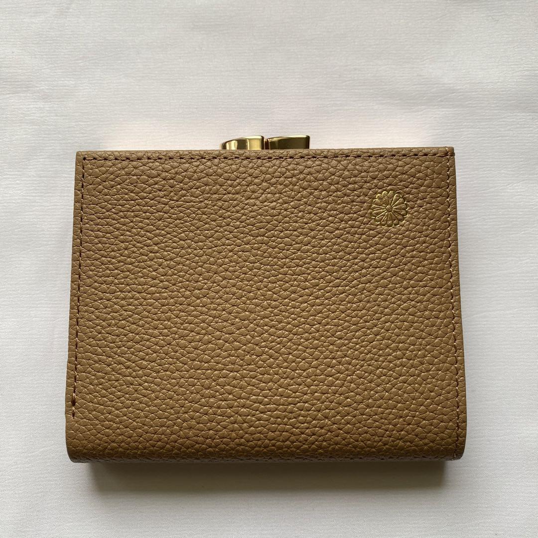皇居 財布 二つ折り ブラウン レザー 菊の御紋 がま口 新品