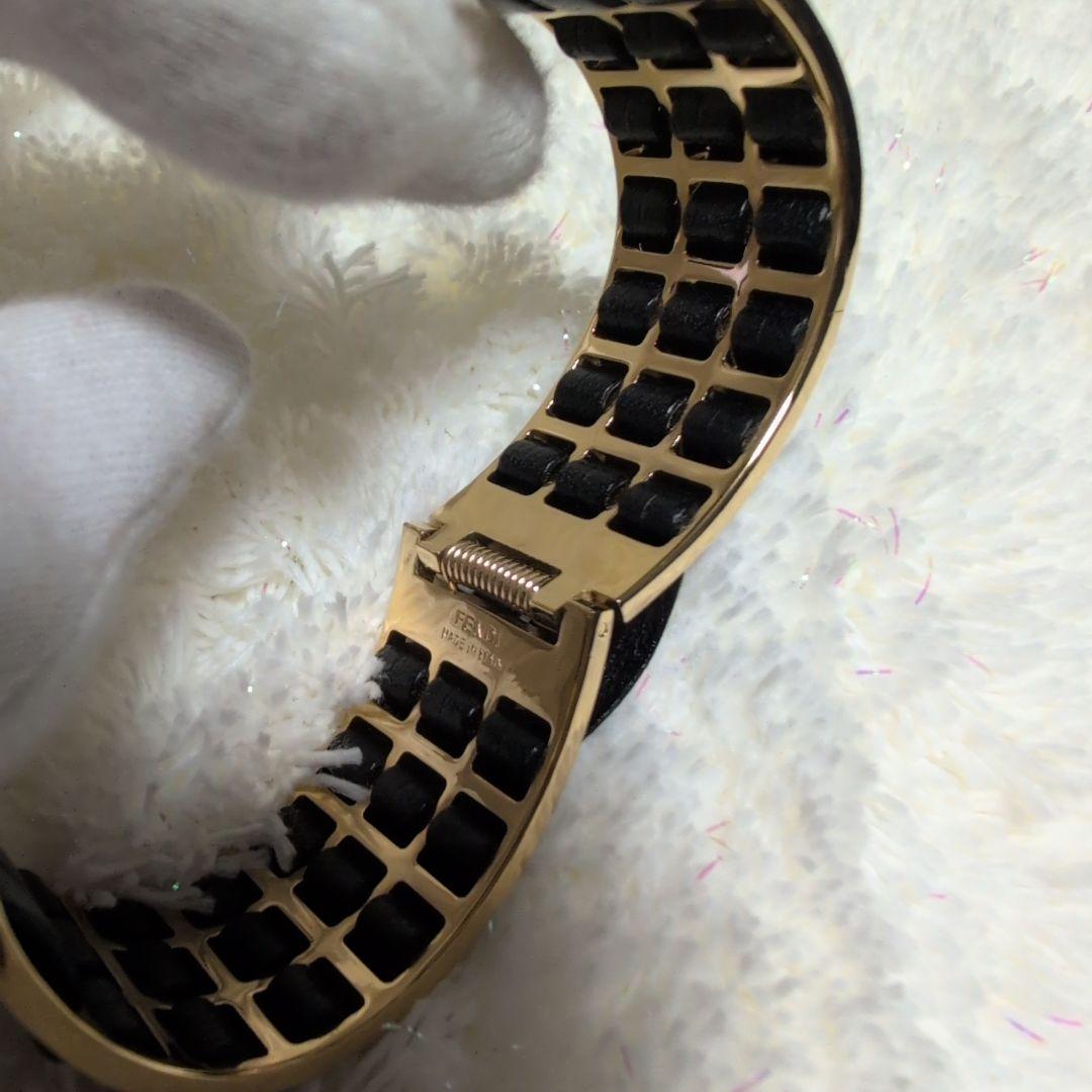 【✨極美品✨】FENDI　ブレスレット　バングル　ゴールド　レザー　16㎝