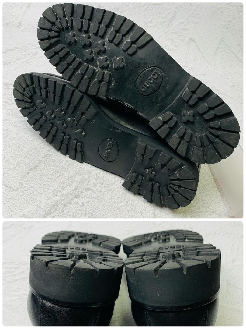 雪の豪奢 美品】GUCCI ホースビット チャッカブーツ ゴールド金具 黒 36 靴