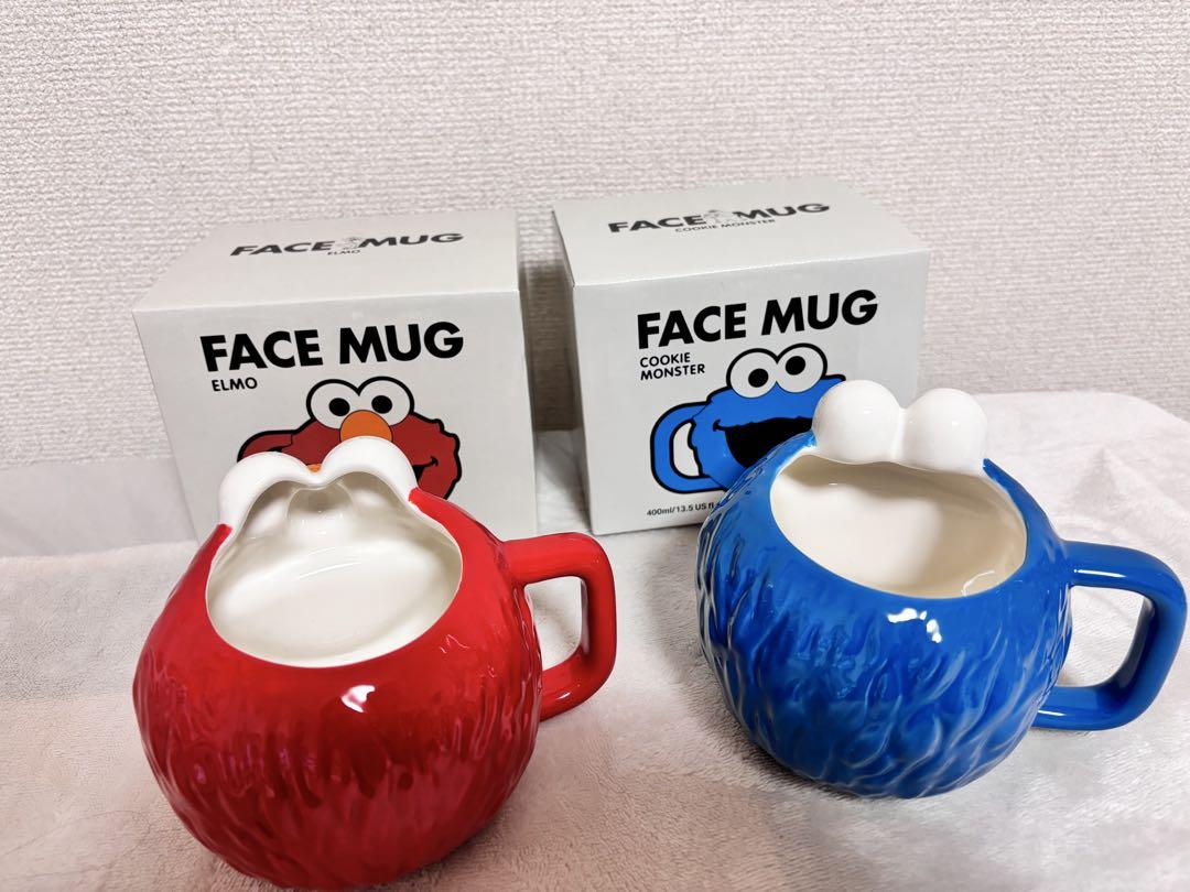 セサミストリート　クッキーモンスター　エルモ　フェイスマグ　マグカップ