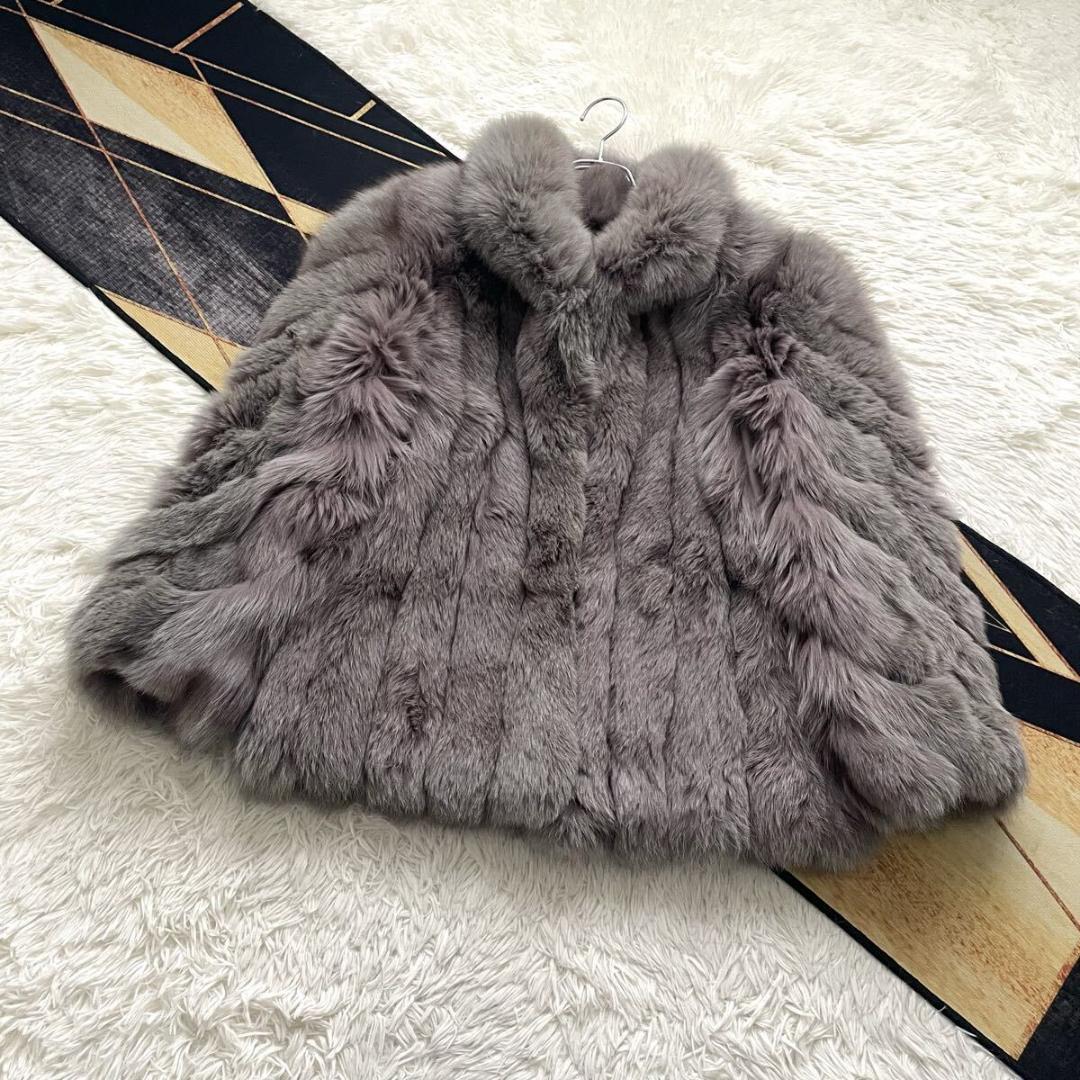 着丈64/ショート カラー/染め サガフォックス ショート ファーコート 毛皮L 着丈64/ショート カラー/染め サガフォックス ショート ファーコート 毛皮L