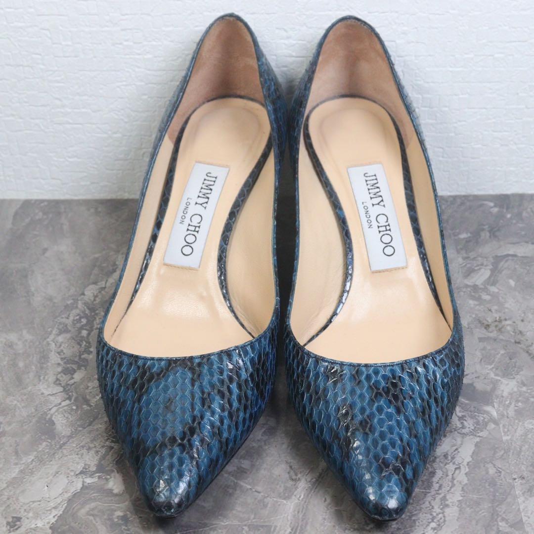 Jimmy Choo☆AZA kid leather レザーパンプス☆送料込 ブラックフィッシュネットメッシュ X ナッパレザー・スリング