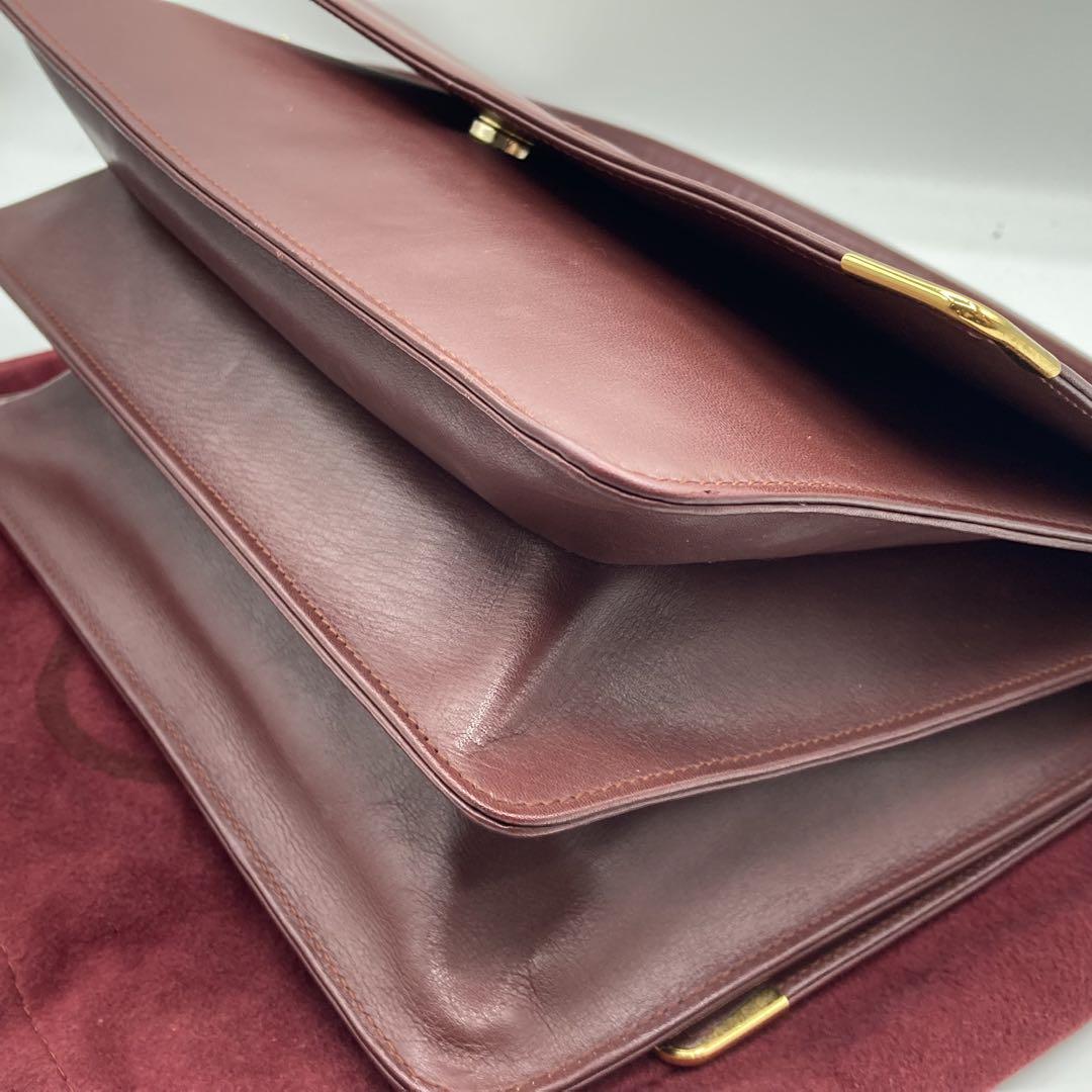 極美品 カルティエ マストライン チェーン レザー ミニポーチ G