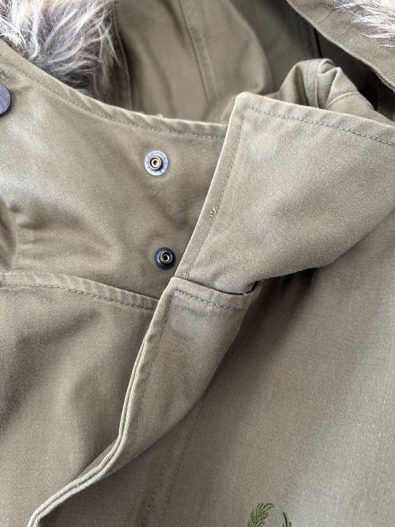 【美品】FRED PERRY モッズコート ボア ライナー ファー カーキ S