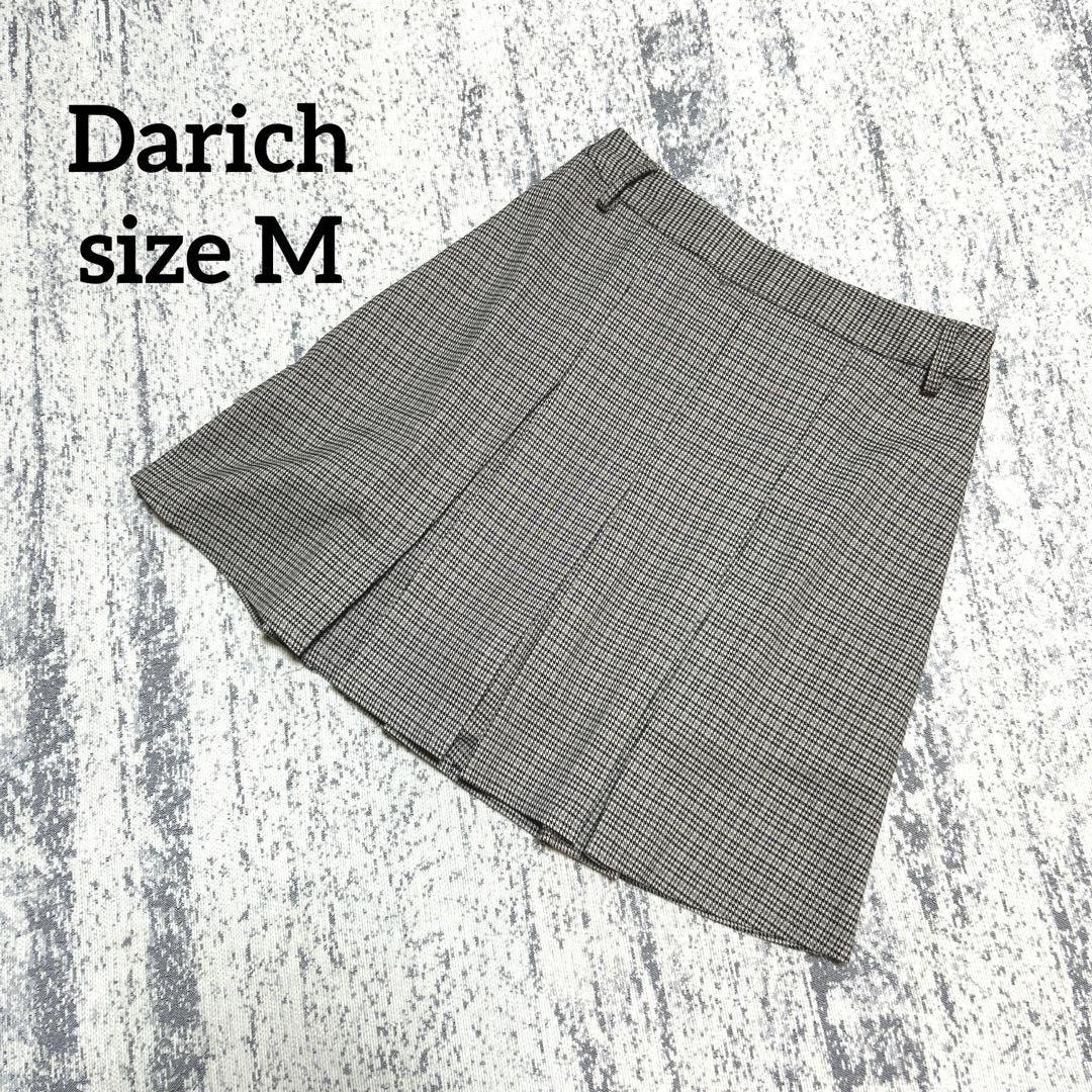 【ダーリッチ】ミニスカート キュロット チェック M グレー系 プリーツ 女っぽ