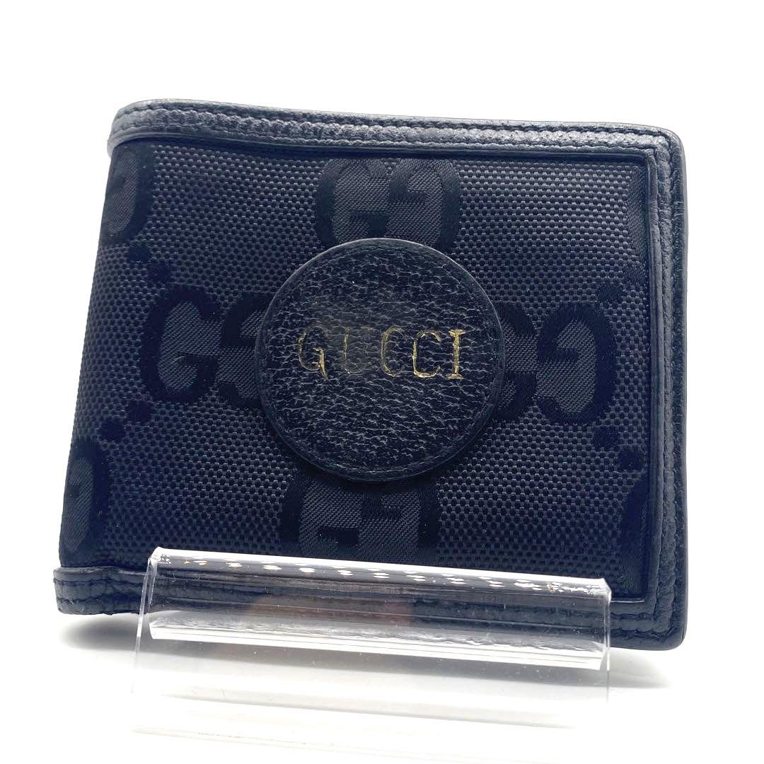 【美品】GUCCI グッチ 折り財布 小銭入れ GG柄 ブラック 黒