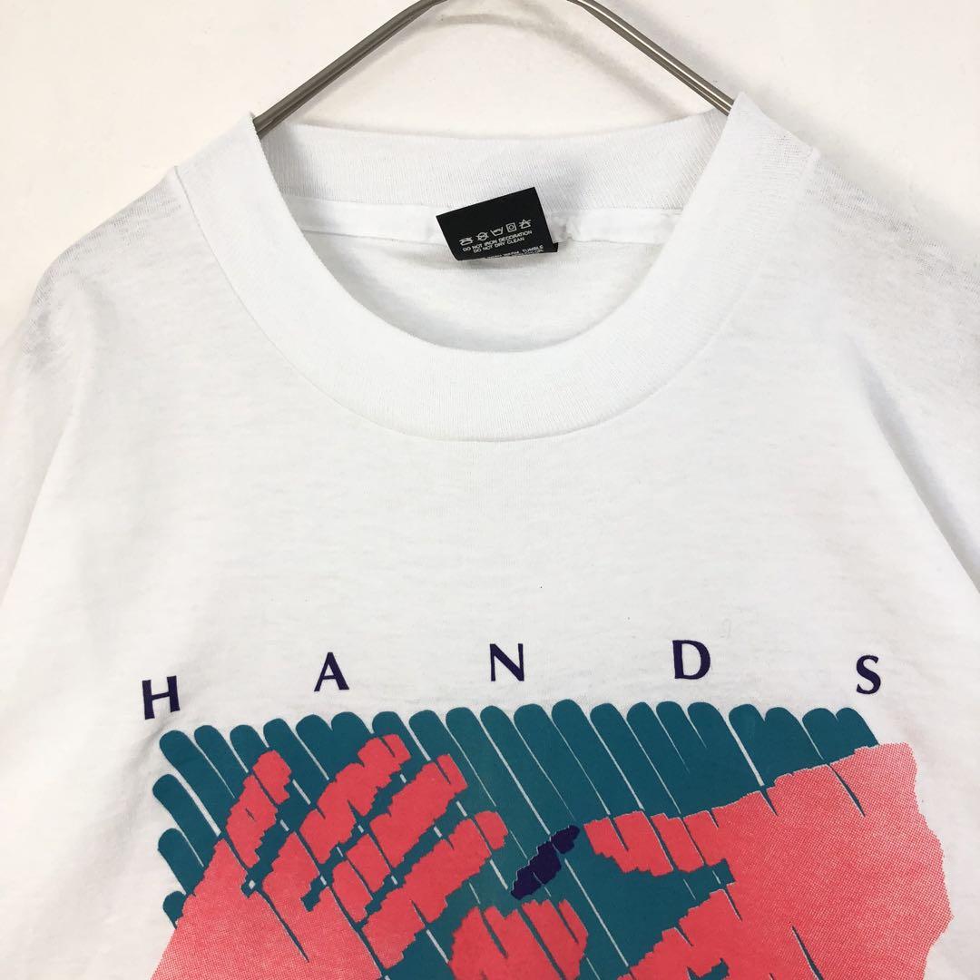 2748 90s シングルステッチ　HUNGRY 財団　半袖　Tシャツ　白