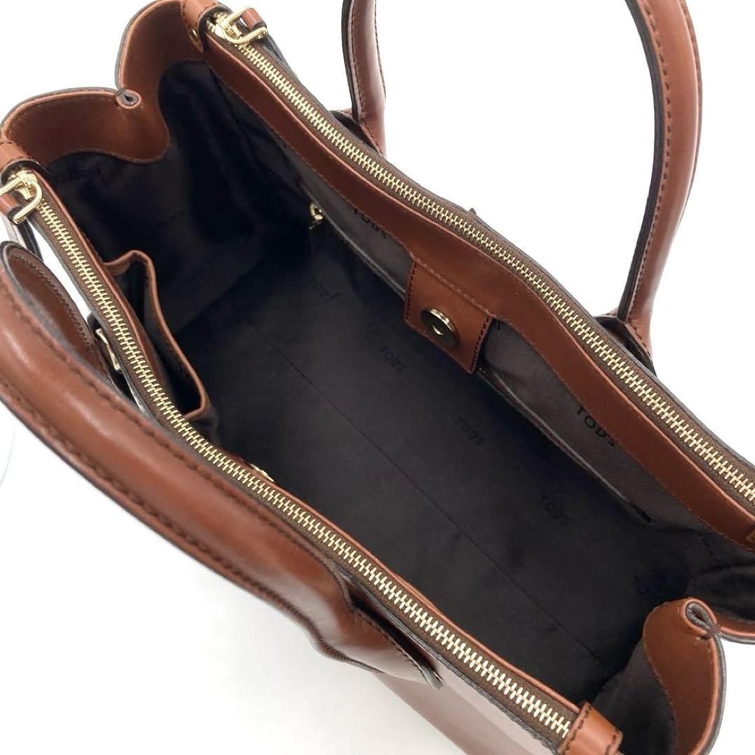 ⭐️美品⭐️TOD'S ハンドバッグ レザー トートバッグ ブラウン ゴールド