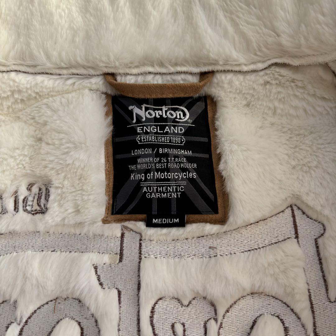 【美品】ノートン　Norton 内ボア　ファー　フライトジャケット　ロゴ　M
