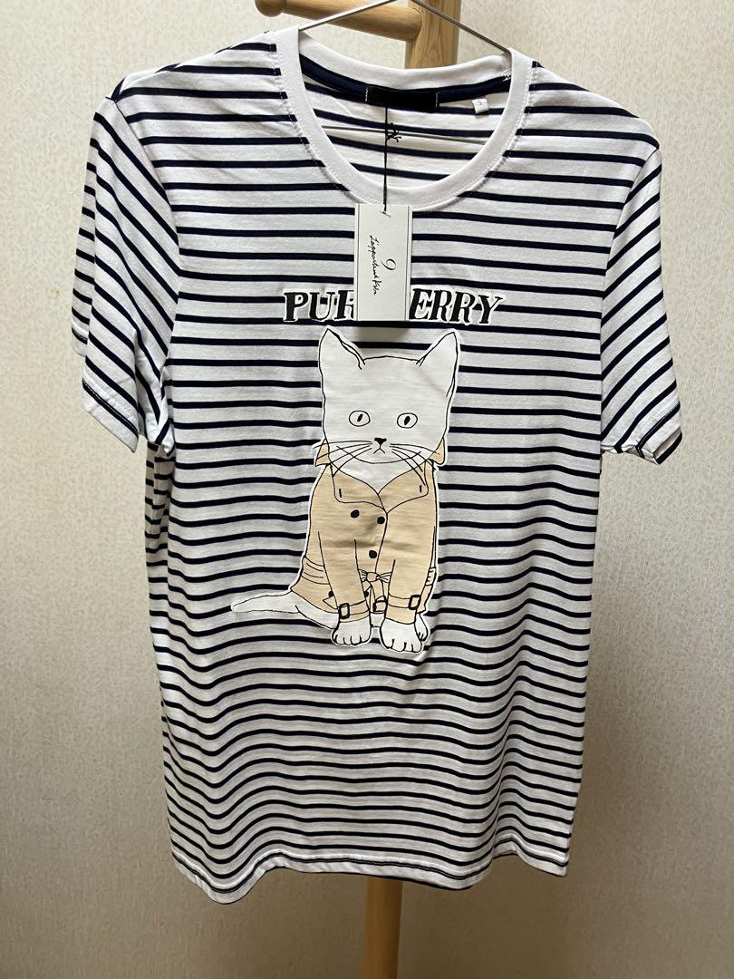 パロディTシャツ　Purrberry ストライプ猫Tシャツ