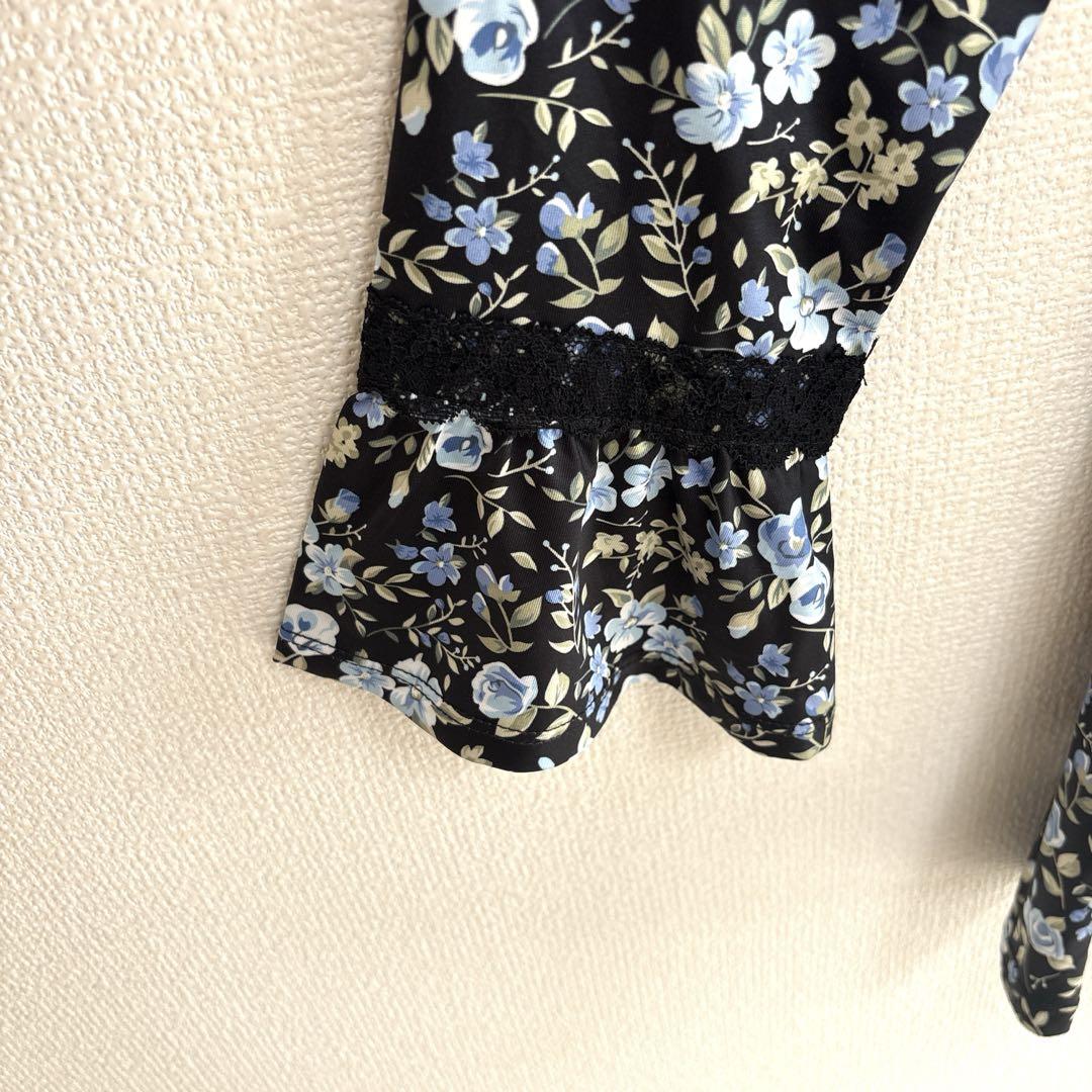 美品】スーパービューティー 花柄チュニック ビジュー 7分袖
