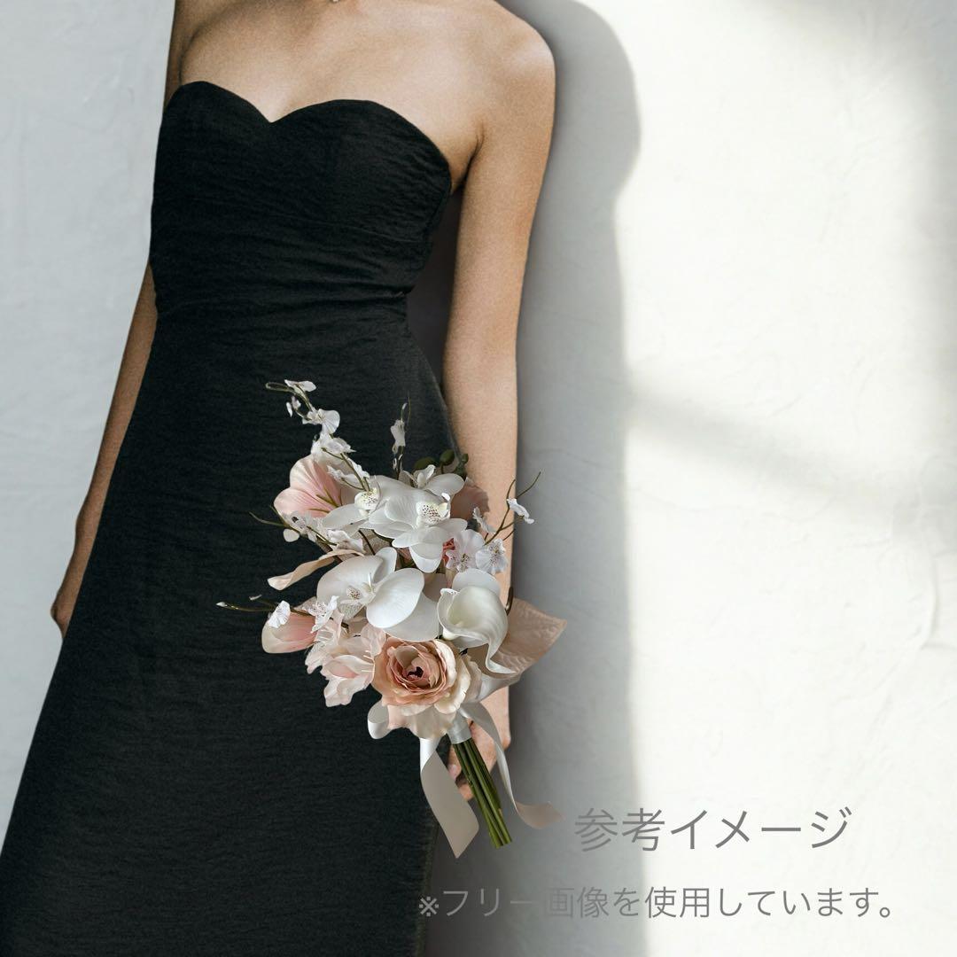 コチョウラン　クラッチブーケ　ウェディング　前撮り　結婚式　ニュアンスピンク　白