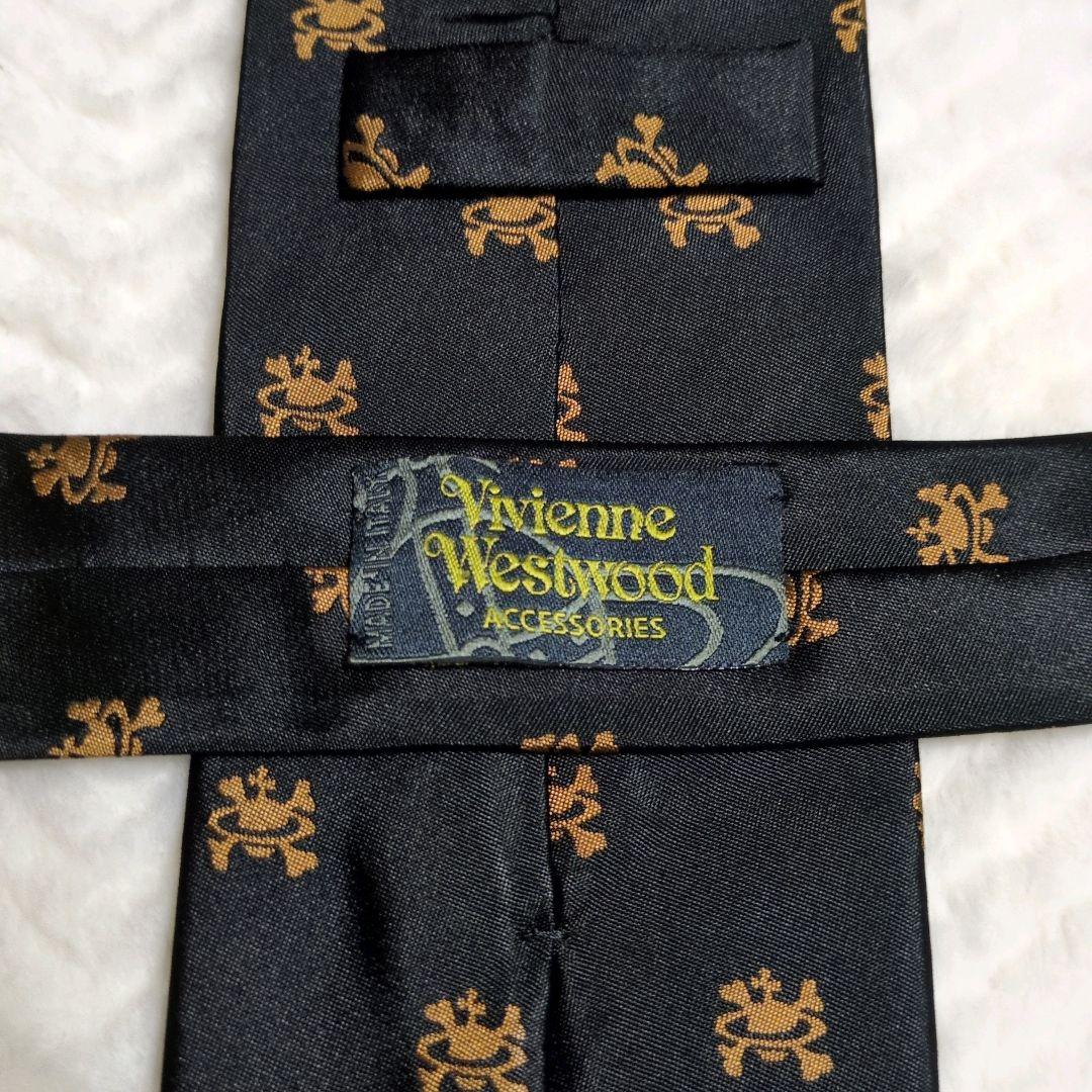 VivienneWestwood　ネクタイ　オーブ柄　総柄　ブラック