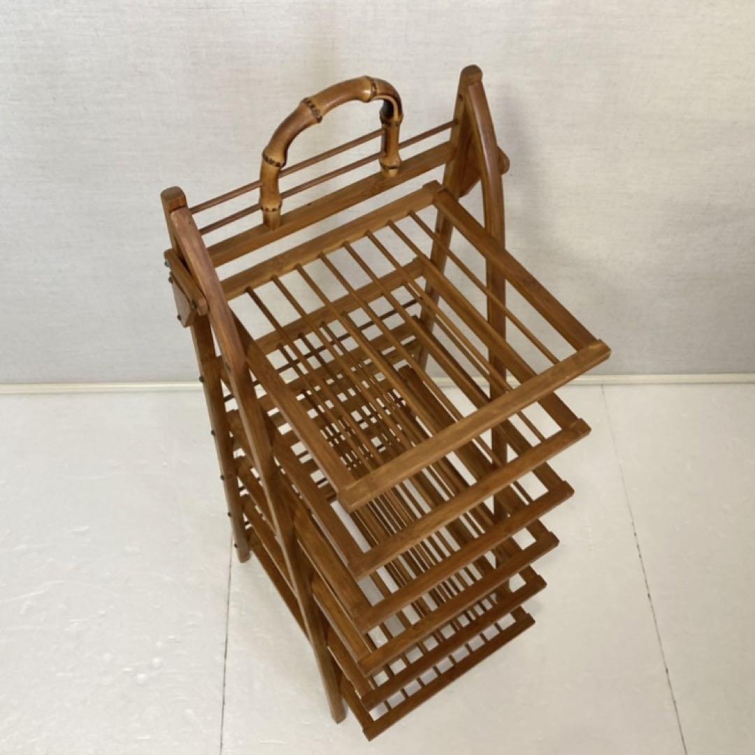 竹製 ラック スタンド 折りたたみ スリッパ マガジン 棚 台 和風 レトロ 竹製 ラック スタンド 折りたたみ スリッパ マガジン 棚 台 和風