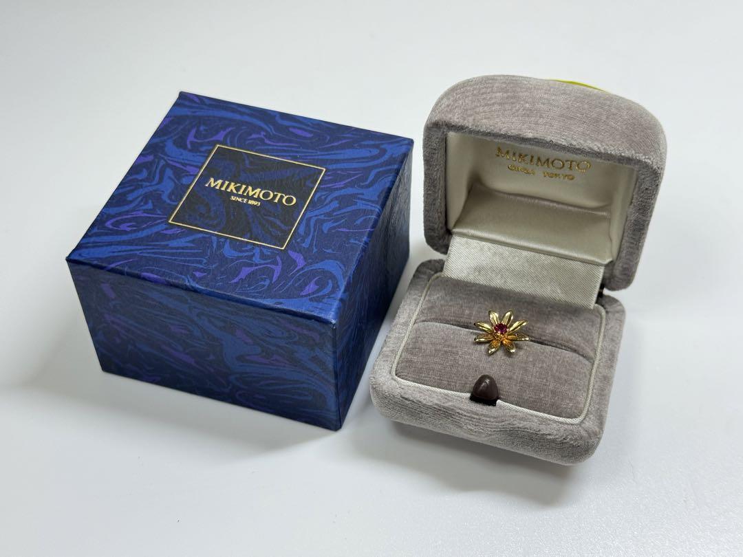 MIKIMOTO ミキモト K18 ルビー 花モチーフ ペンダントトップ