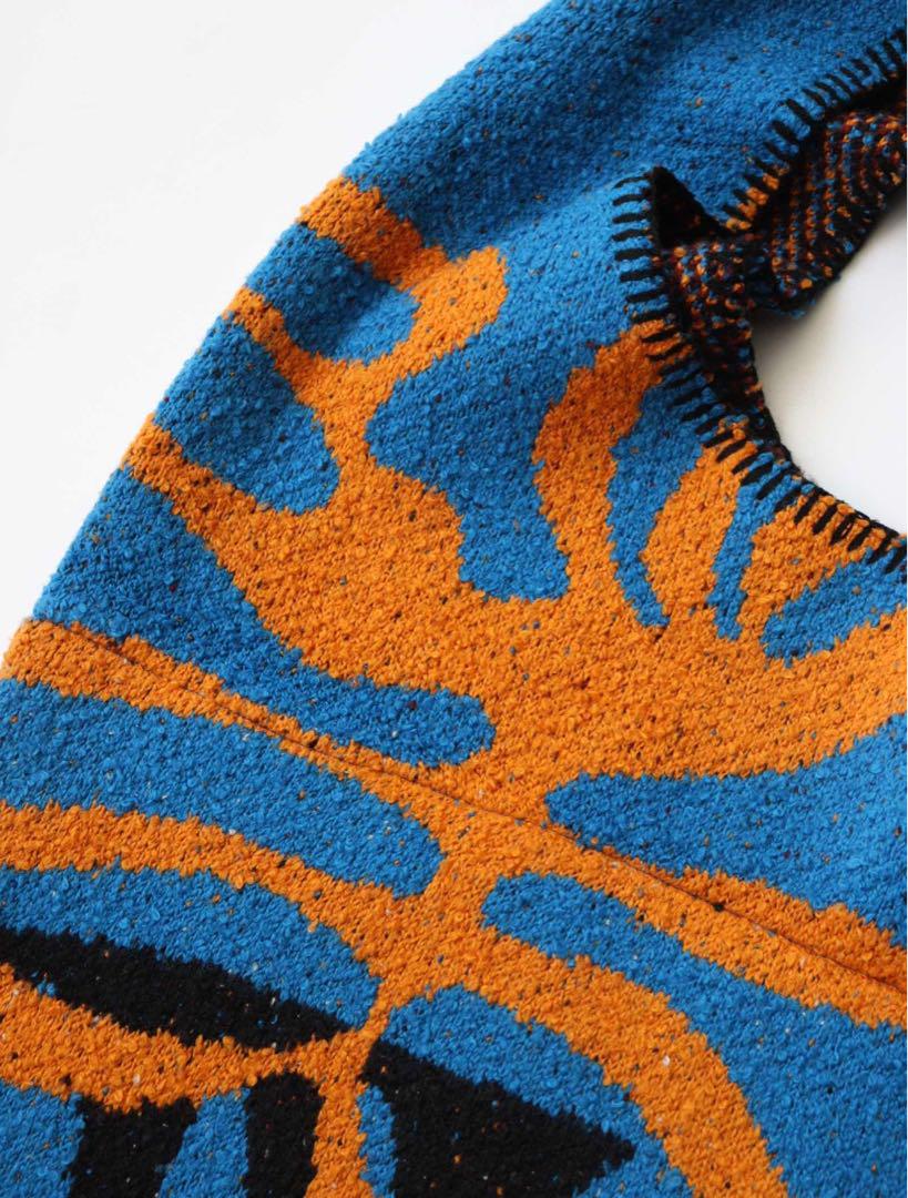 新品未使用 Intarsia-knit bag Blue