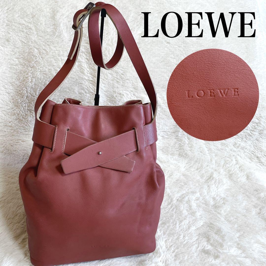 希少 LOEWE ロエベ 巾着 タッセル オールレザー ショルダーバッグ ロゴ 希少 LOEWE ロエベ 巾着 タッセル オールレザー ショルダー