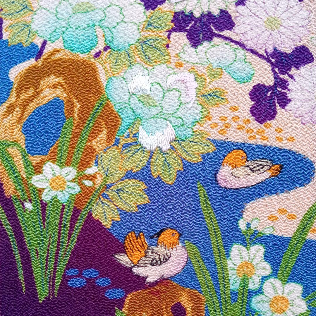 刺繍裂 刺繍 古布 ちりめん 縮緬 吉祥文様 着物 アンティーク