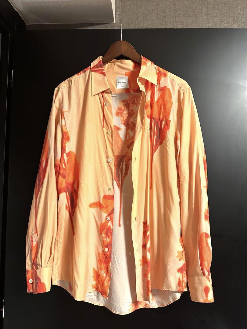 Paul Smith 花柄シルクシャツ Lサイズ相当 オレンジ系 夏